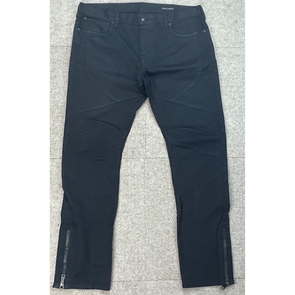 Ralph Lauren Black Label 5 Pocket Mens Zipped Ankle Black Moto Jeans Size 38x34
